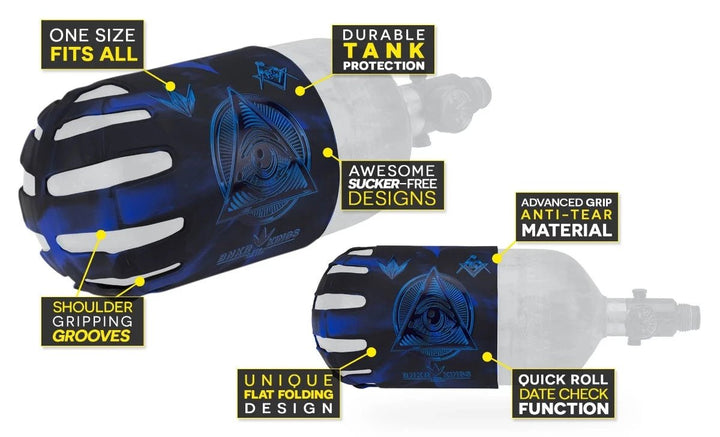 Bunkerkings Knuckle B Tank Cover - Conspiracy Blue - Paintball Buddy