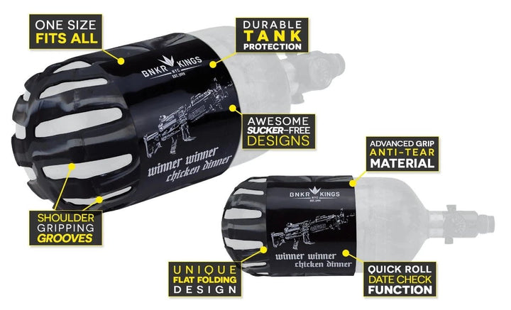 Bunkerkings Knuckle B Tank Cover - Winner Winner Black - Paintball Buddy