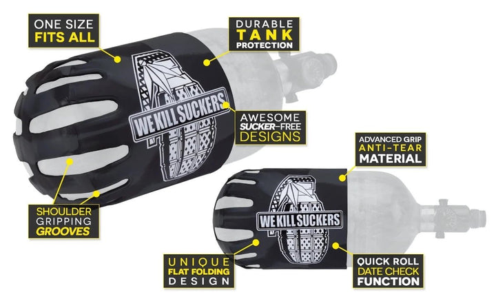 Bunkerkings Knuckle B Tank Cover - Wks Grenade Black - Paintball Buddy
