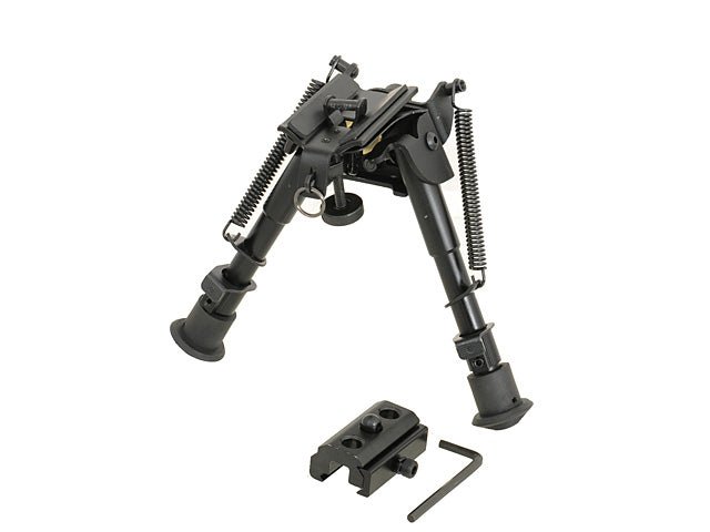 Verstellbares 6 - stufiges Zweibein mit Ris - mount - Adapter - Schwarz - Paintball Buddy