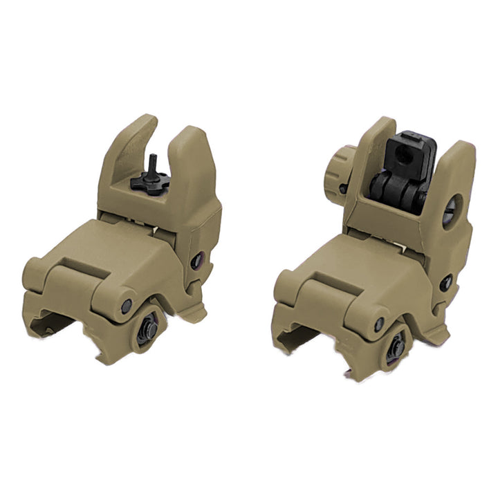 Tactical Flip up Sights Polymer - Front and Rear Set - Tan