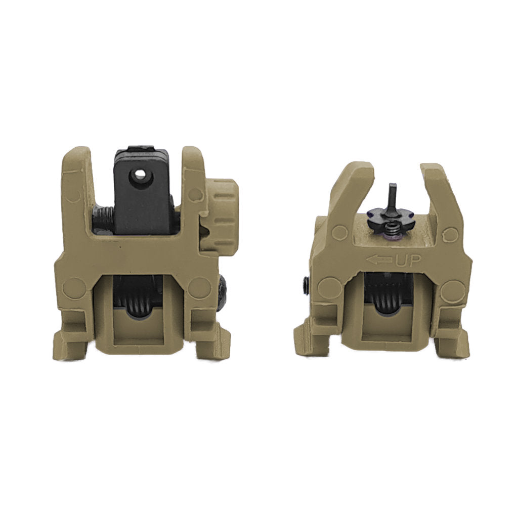 Tactical Flip up Sights Polymer - Front and Rear Set - Tan