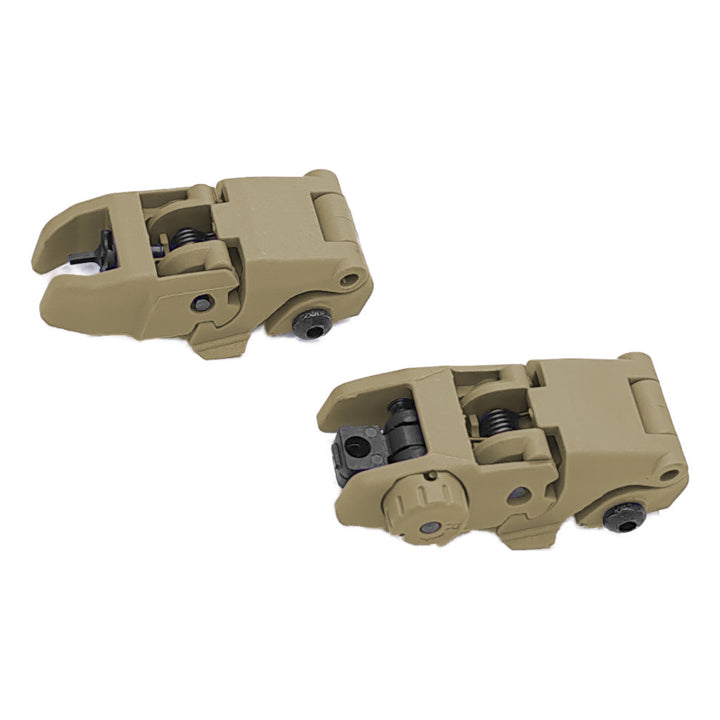 Tactical Flip up Sights Polymer - Front and Rear Set - Tan