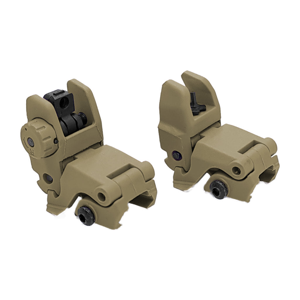 Tactical Flip up Sights Polymer - Front and Rear Set - Tan