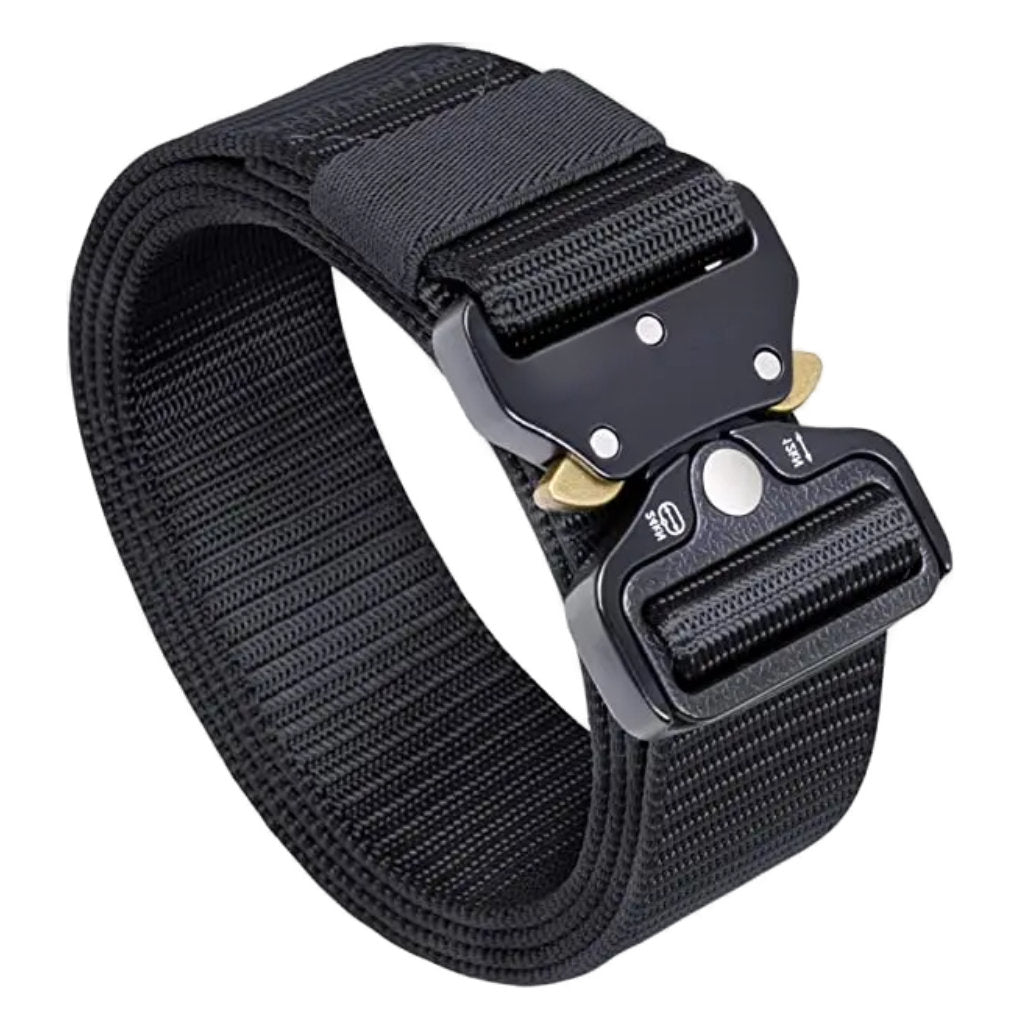 Tactical belt with quick release buckle