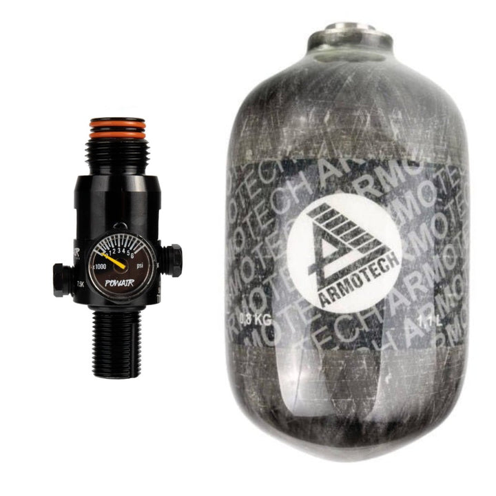 Armotech HP System 300 Bar 1,1 Liter + PowAir MaxReg 300 Bar Regulator - Paintball Buddy