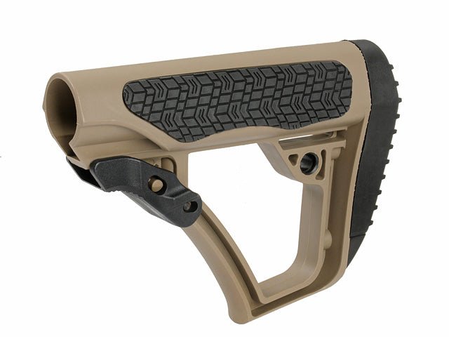 Collapsible Buttstock Milspec Airsoft/Paintball - Tan - Paintball Buddy