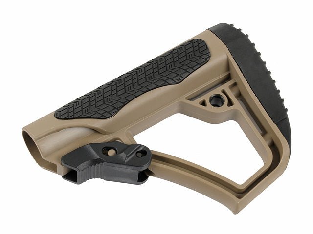 Collapsible Buttstock Milspec Airsoft/Paintball - Tan - Paintball Buddy