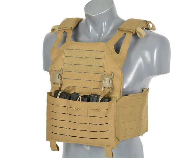 Laser - Cut Recon Plate Carrier inkl AR15 AK Mag Pouches - Coyote - Paintball Buddy