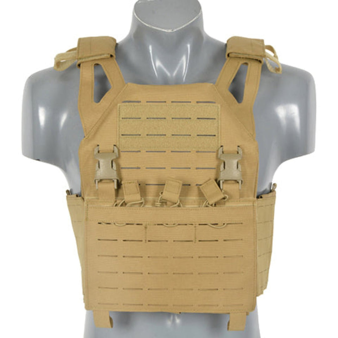 Laser - Cut Recon Plate Carrier inkl AR15 AK Mag Pouches - Coyote - Paintball Buddy