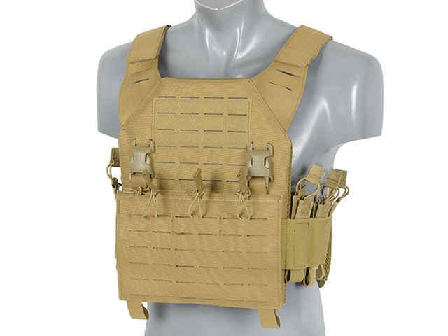 Laser - Cut Recon Plate Carrier inkl AR15 AK Mag Pouches - Coyote - Paintball Buddy