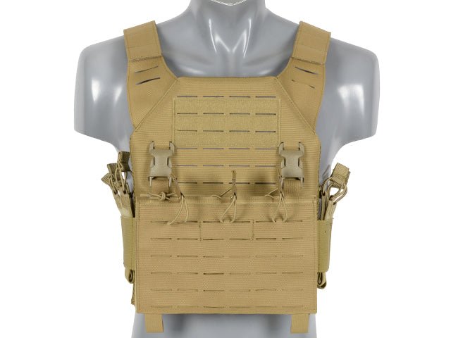 Laser - Cut Recon Plate Carrier inkl AR15 AK Mag Pouches - Coyote - Paintball Buddy