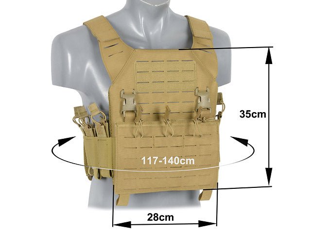 Laser - Cut Recon Plate Carrier inkl AR15 AK Mag Pouches - Coyote - Paintball Buddy