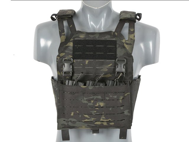 Laser - Cut Recon Plate Carrier inkl AR15 AK Mag Pouches - Multicam Black - Paintball Buddy