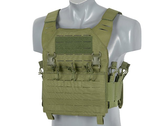Laser - Cut Recon Plate Carrier inkl AR15 AK Mag Pouches - Oliv - Paintball Buddy