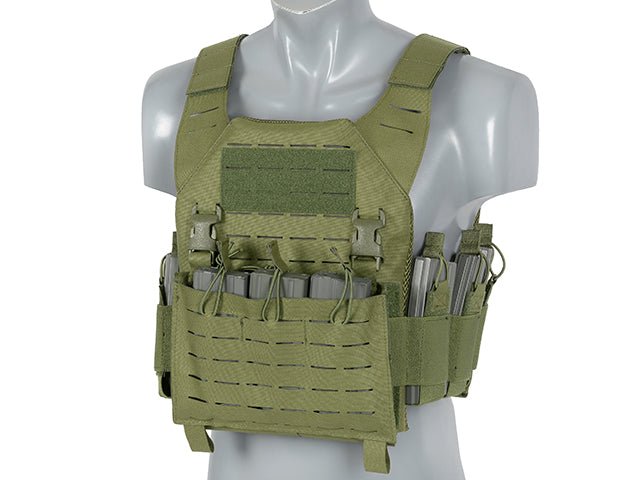 Laser - Cut Recon Plate Carrier inkl AR15 AK Mag Pouches - Oliv - Paintball Buddy