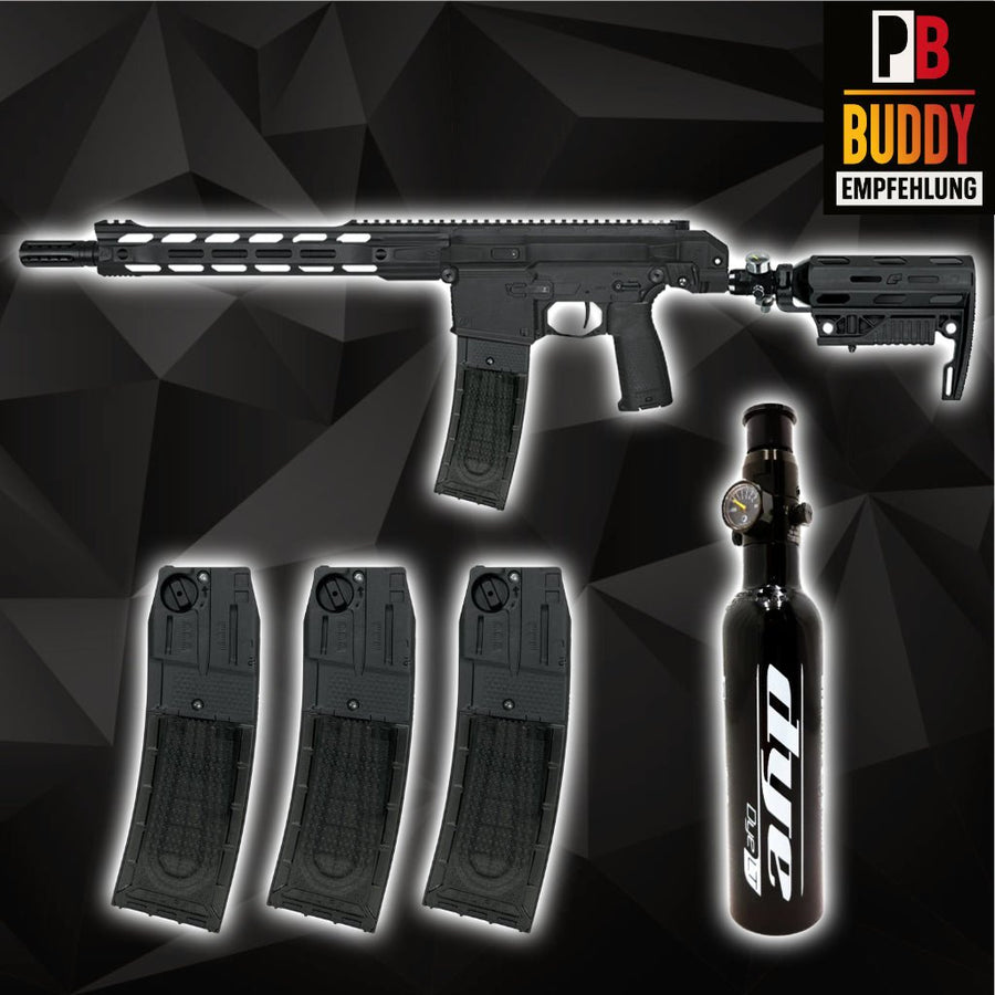 Planet Eclipse EMEK EMF200 cal .68 Complete Paintball Markierer Sparpaket inkl. 0,2 HP System 200bar - Schwarz - Paintball Buddy
