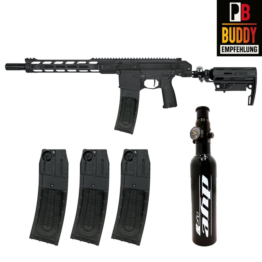 Planet Eclipse EMEK EMF200 cal .68 Complete Paintball Markierer Sparpaket inkl. 0,2 HP System 200bar - Schwarz - Paintball Buddy