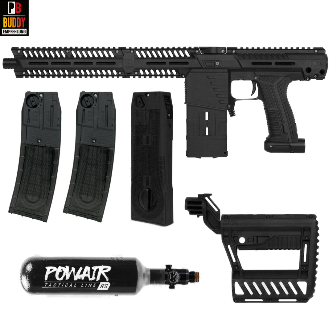 Planet Eclipse EMF100 Gen.3 Paintball Markierer cal.68 Sparpaket inkl. PWR Stock, CF20 Pro Mag, 0,2I HP System - Schwarz - Paintball Buddy