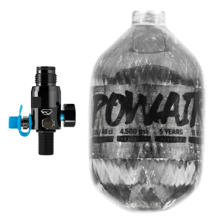 PowAir HP System Carbon Series 300Bar 0,8L + Dye LT Throttle HP Regulator - Paintball Buddy