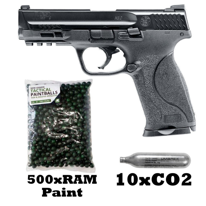 Smith & Wesson M&P9 T4E Markierer Sparpaket inkl. 10x Co2 und 500 New Legion Paintballs - Paintball Buddy