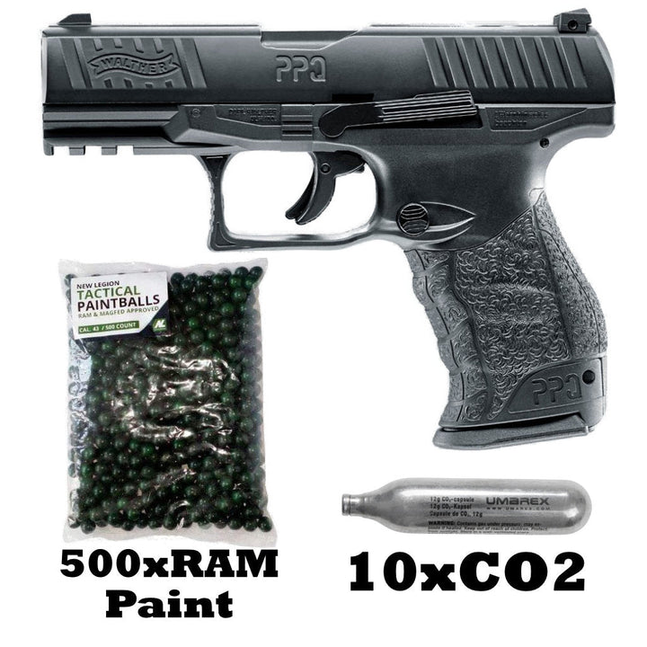 Sparpaket Umraex T4E Walther PPQ M2 Markierer - inkl. Co2 und 500 Paintballs - Paintball Buddy