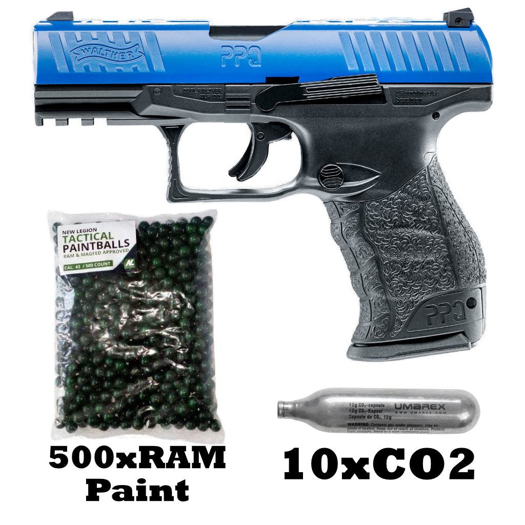 Sparpaket Umraex T4E Walther PPQ M2 Markierer - inkl. Co2 und 500 Paintballs - Paintball Buddy