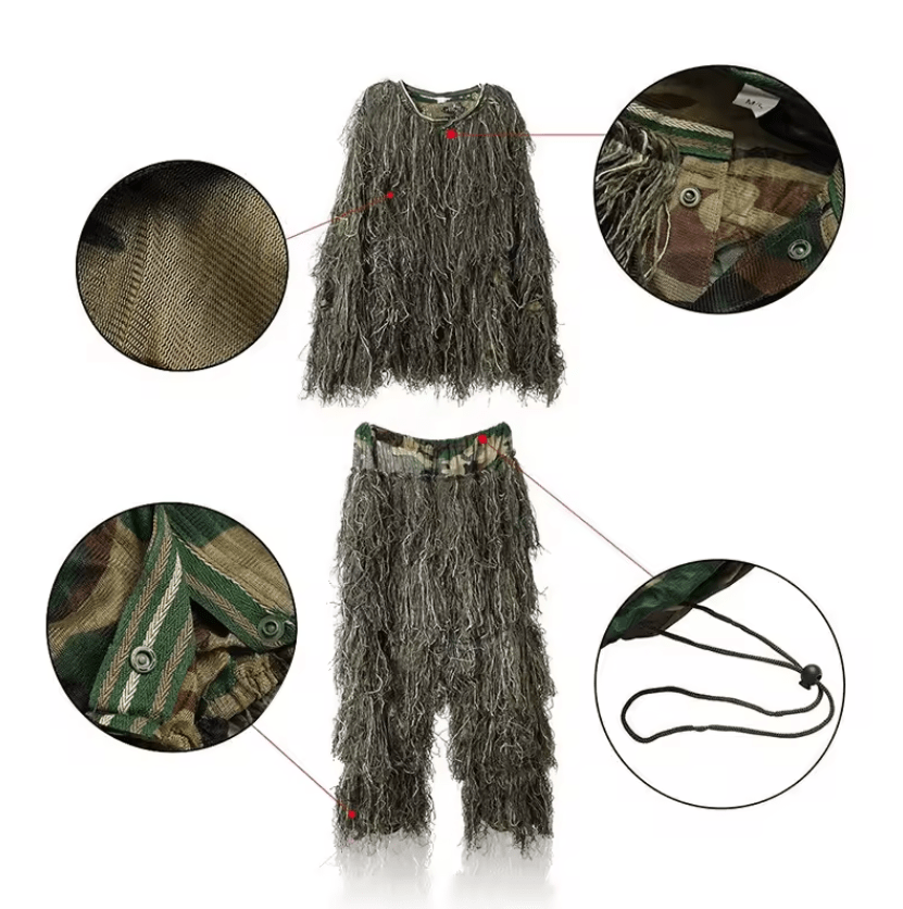 Tactical Camo Suit Ghillie Suit 4 teiliger Tarnanzug - Woodland - Paintball Buddy