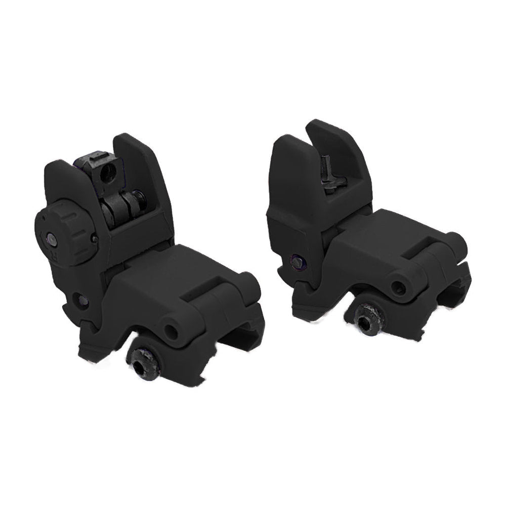 Tactical Flip up Sights Polymer - Front and Rear Set - Schwarz - Paintball Buddy