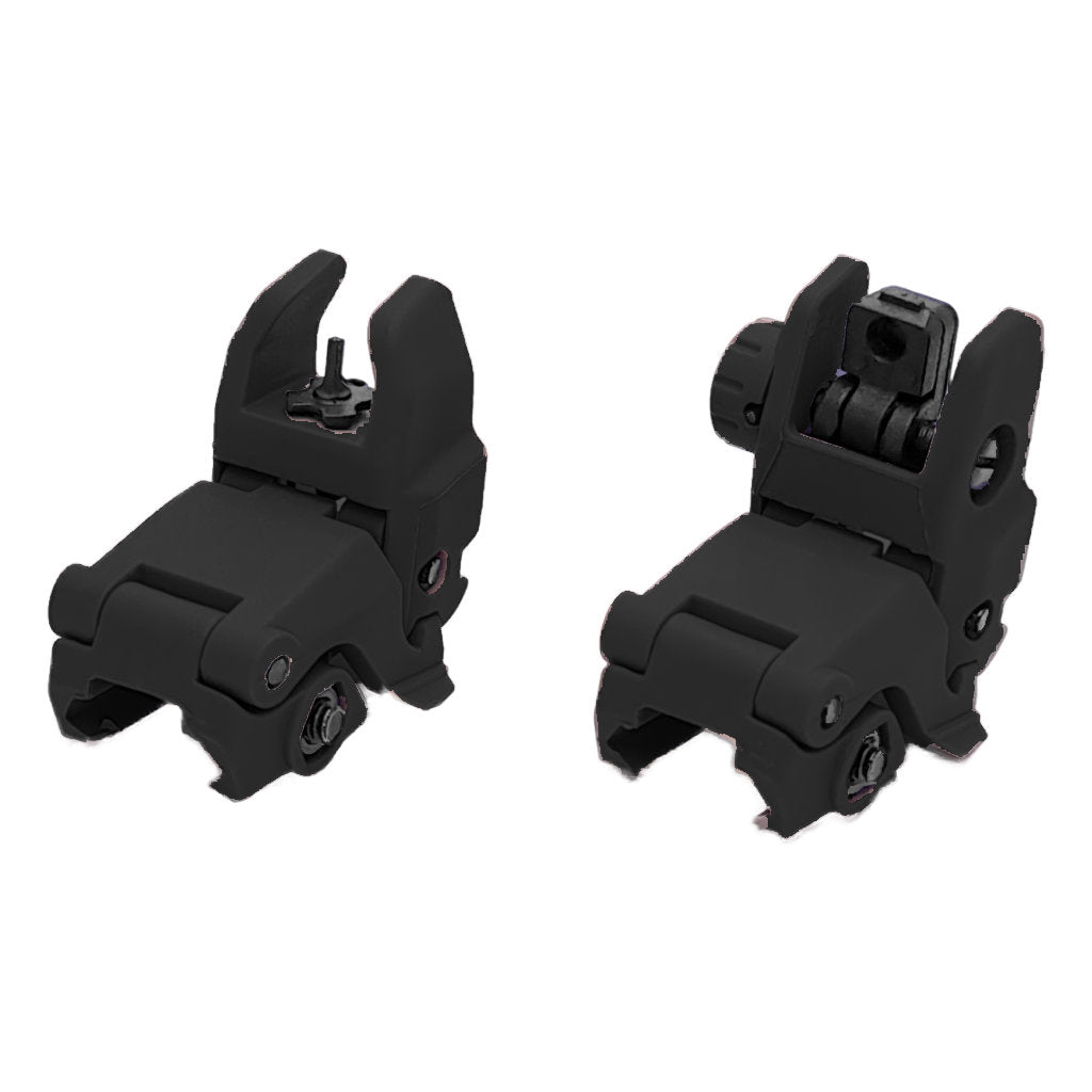 Tactical Flip up Sights Polymer - Front and Rear Set - Schwarz - Paintball Buddy