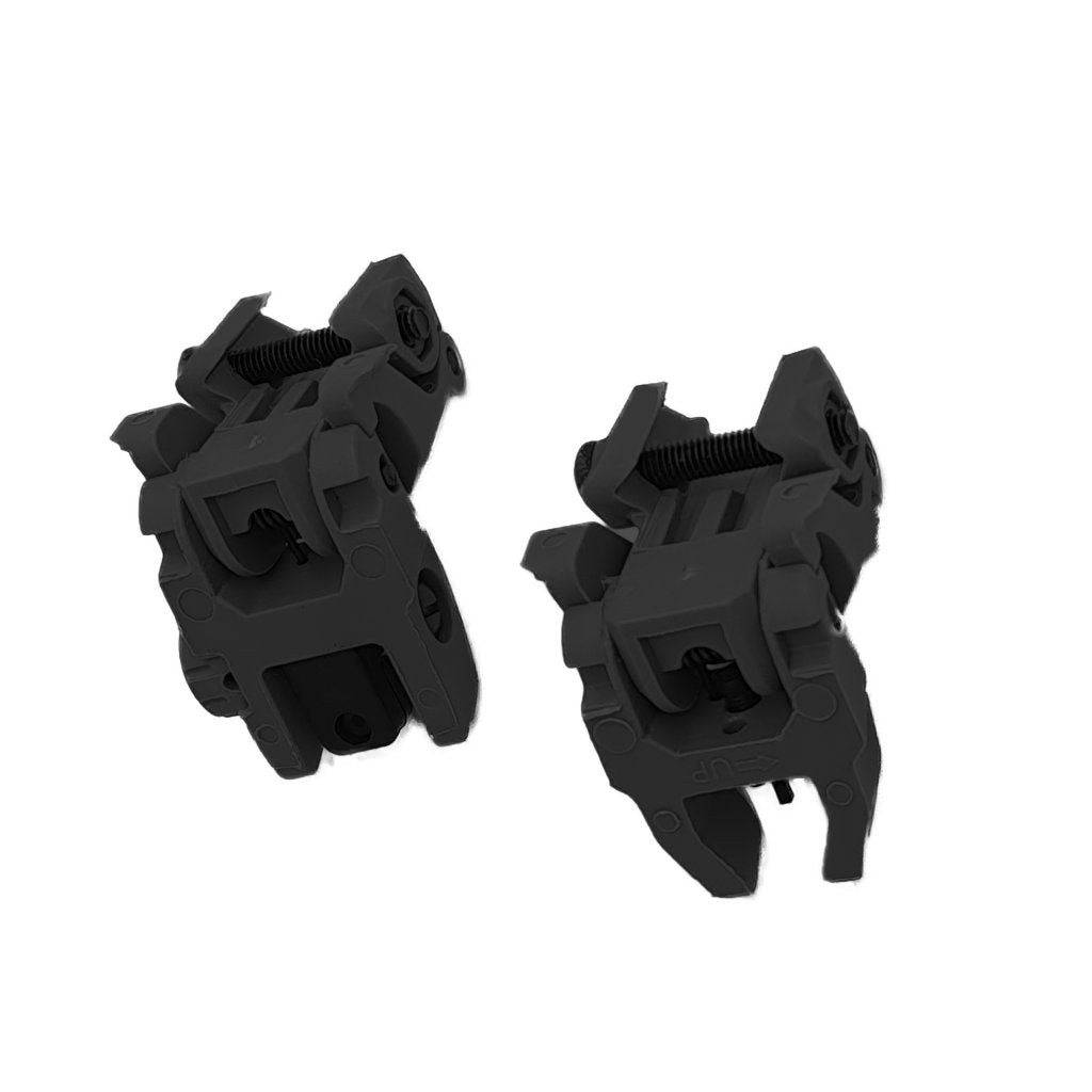 Tactical Flip up Sights Polymer - Front and Rear Set - Schwarz - Paintball Buddy