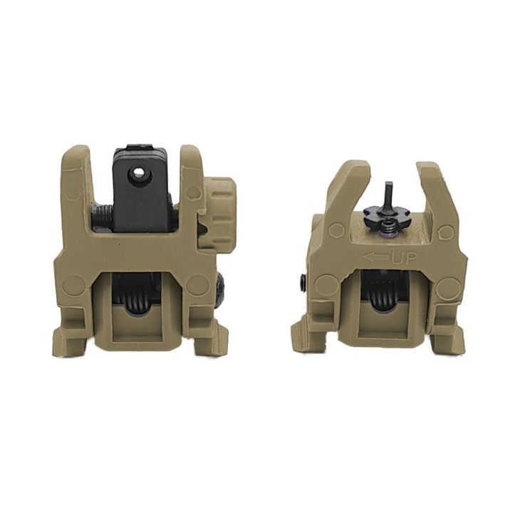 Tactical Flip up Sights Polymer - Front and Rear Set - Tan - Paintball Buddy