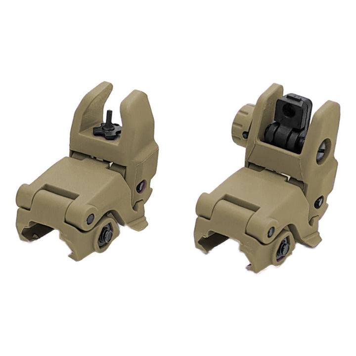 Tactical Flip up Sights Polymer - Front and Rear Set - Tan - Paintball Buddy