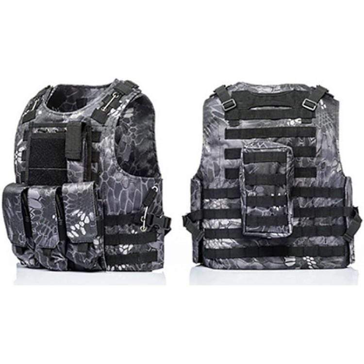 Tactical Molle Weste mit Taschen - Kryptec Urban Camo - Paintball Buddy