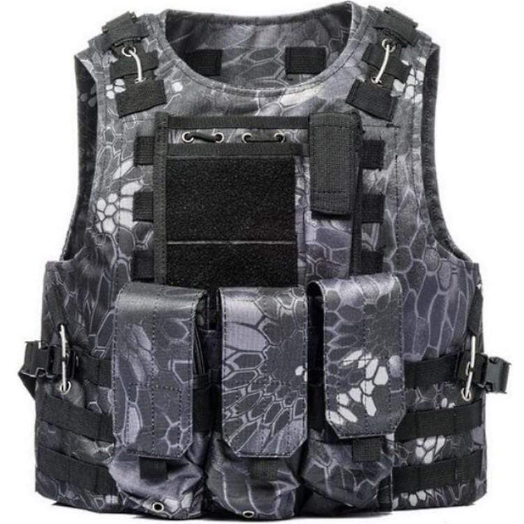 Tactical Molle Weste mit Taschen - Kryptec Urban Camo - Paintball Buddy