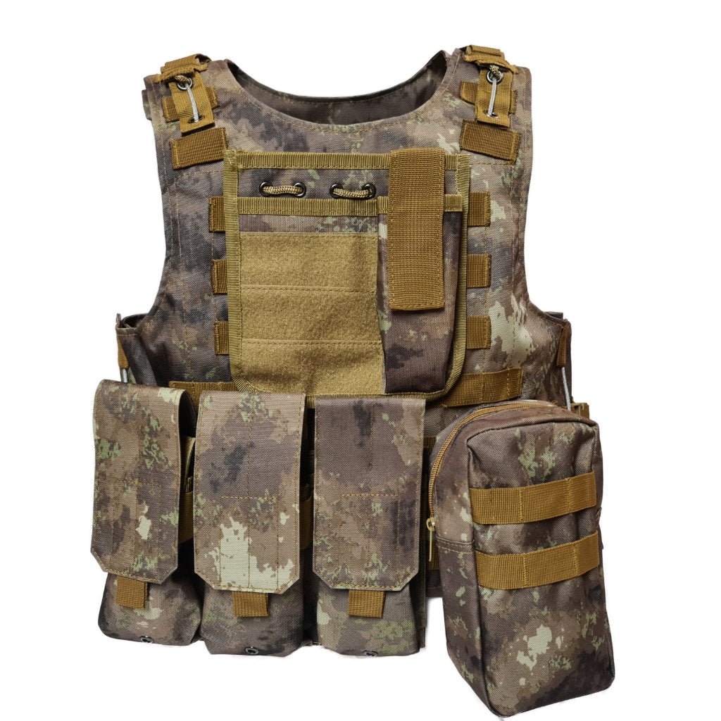 Tactical Molle Weste mit Taschen - Muddy Dirt Camo - Paintball Buddy