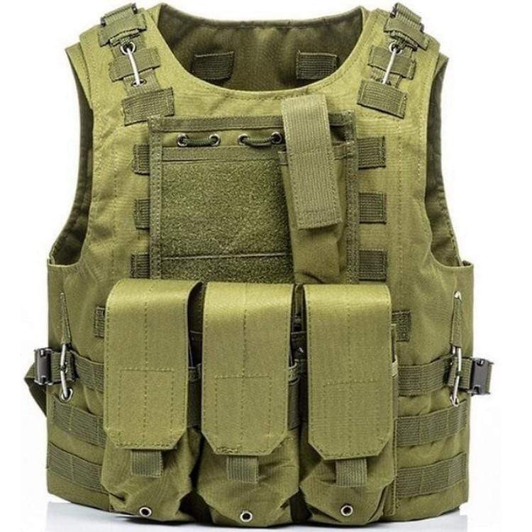 Tactical Molle Weste mit Taschen - Oliv - Paintball Buddy