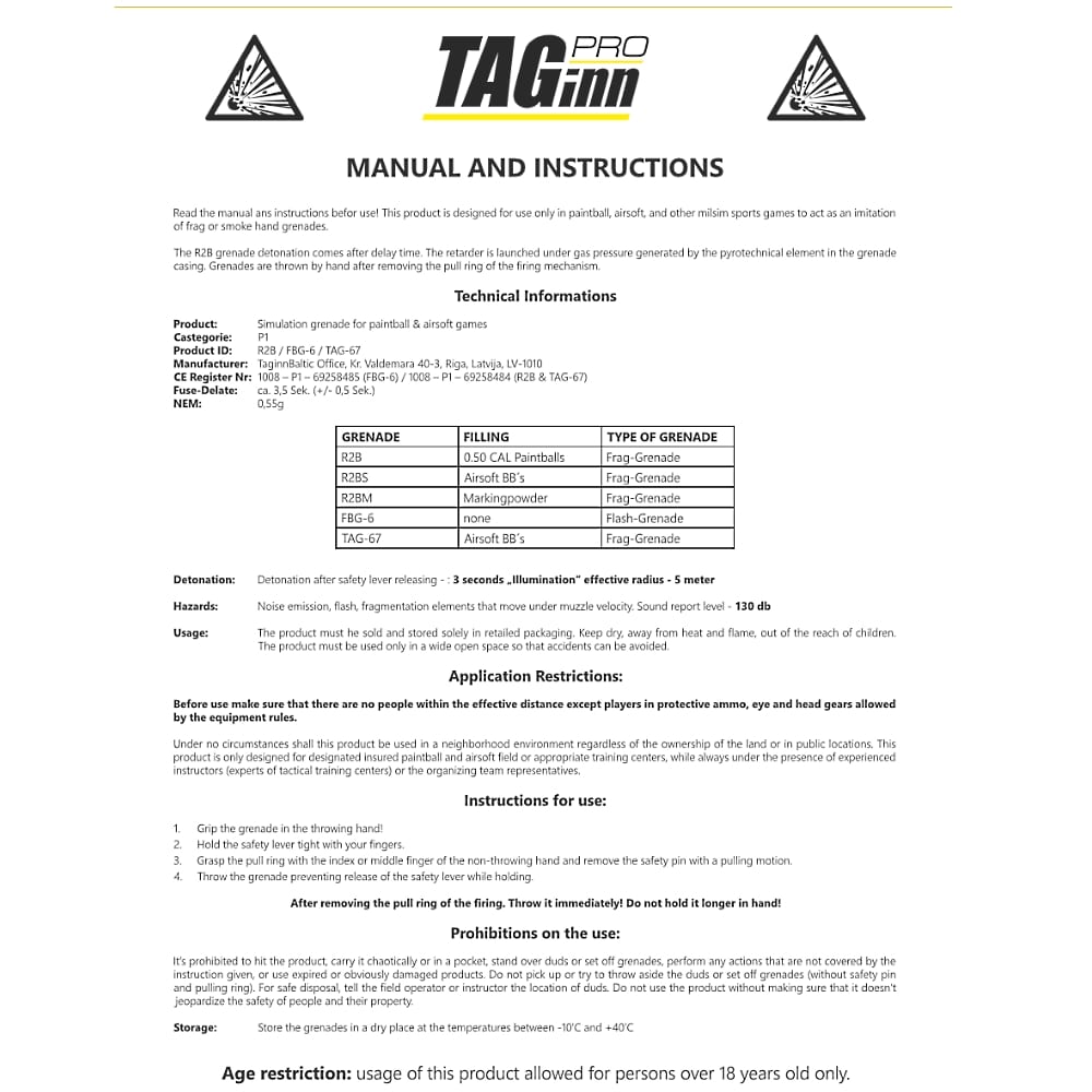 Taginn AFG - 4 Airsoft Splittergranate mit Kipphebel - Paintball Buddy