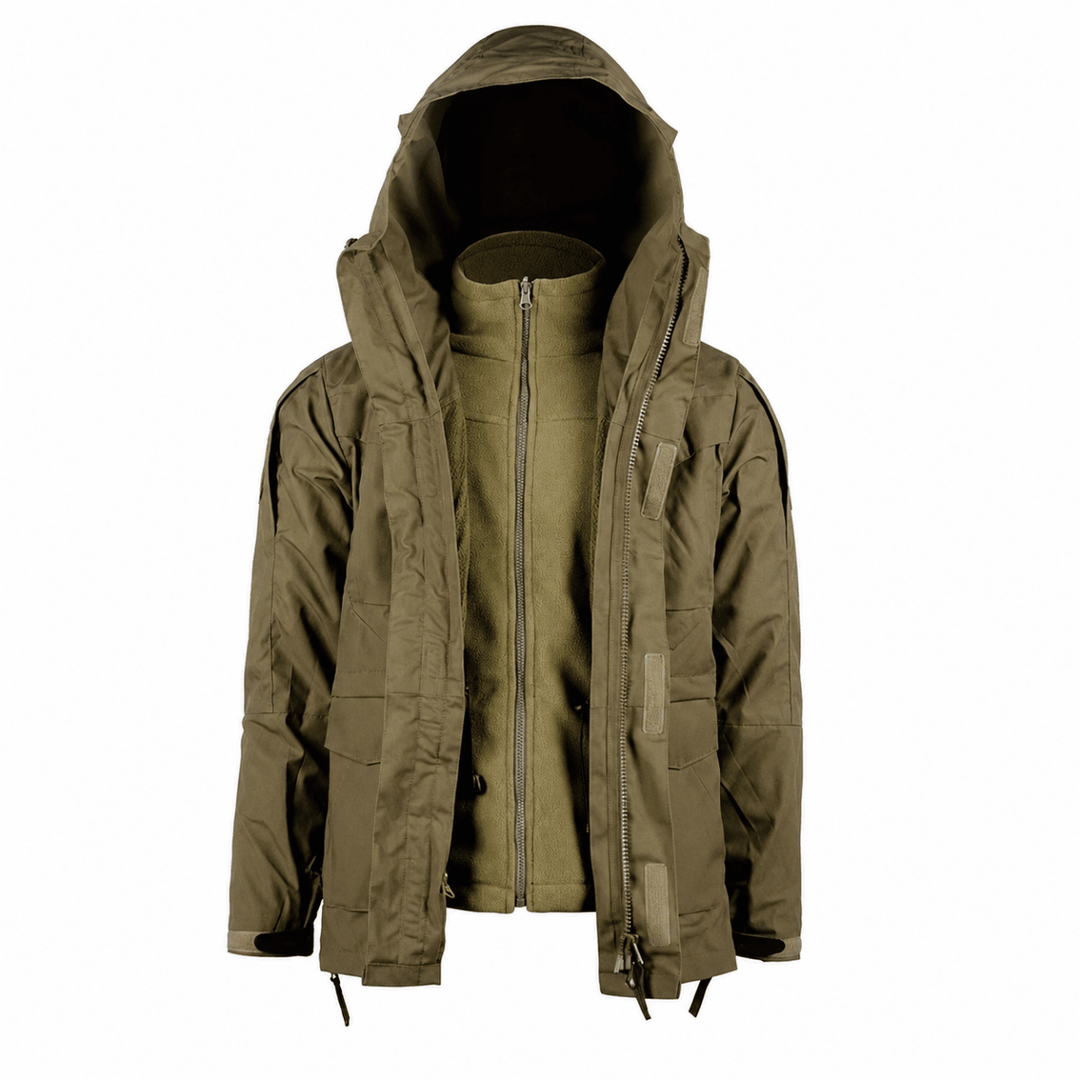 Taktische 3-in-1 Outdoorjacke mit Fleece – Tan