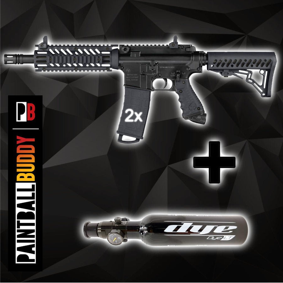 Tippmann TMC MagFed Paintball Markierer cal.68 Sparpaket inkl. 0,2l HP System 200bar, 2xMagazinen - Schwarz - Paintball Buddy