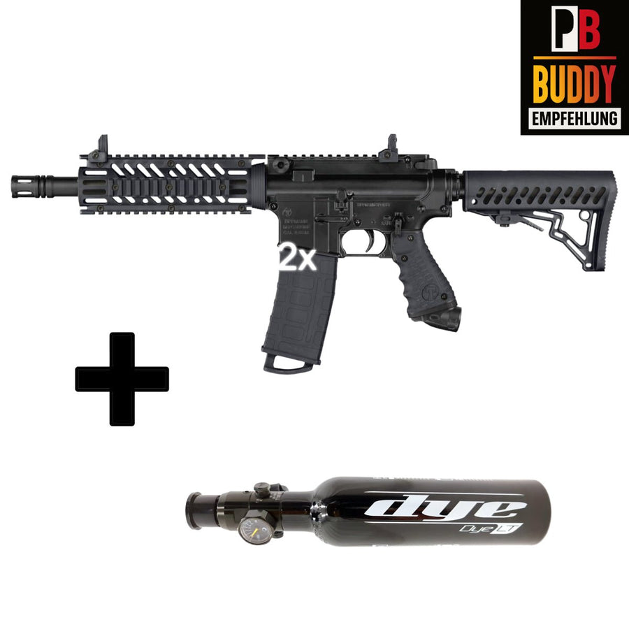 Tippmann TMC MagFed Paintball Markierer cal.68 Sparpaket inkl. 0,2l HP System 200bar, 2xMagazinen - Schwarz - Paintball Buddy