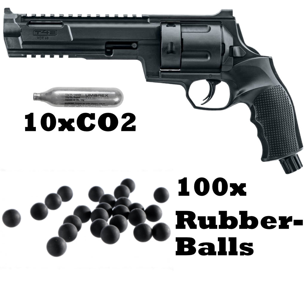 Umarex T4E HDR68 Markierer Sparpaket inkl. - 10x Co2 - 100 Rubberballs - Paintball Buddy