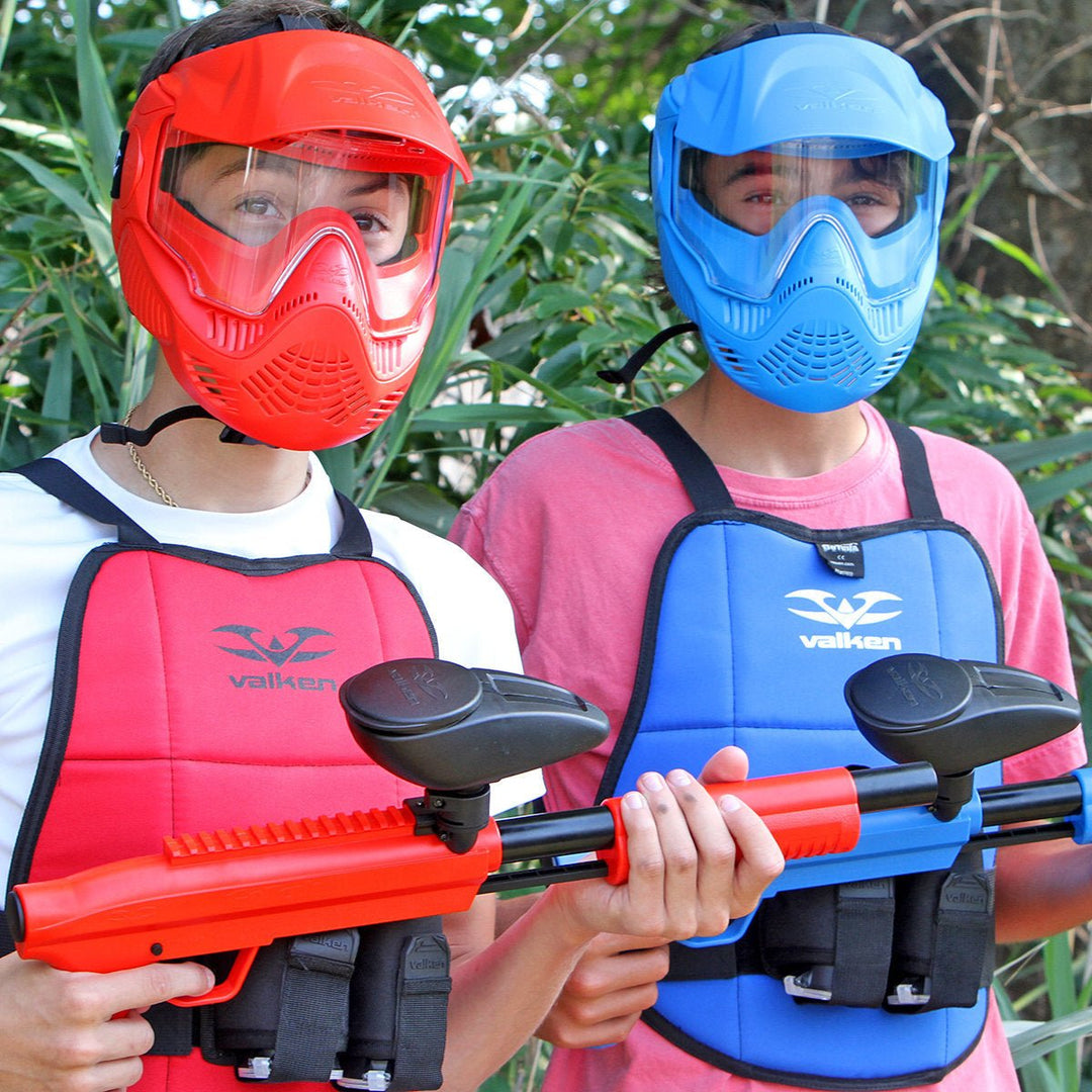 Valken Brustpanzer für Kinder - Blau/Rot wendbar - Paintball Buddy