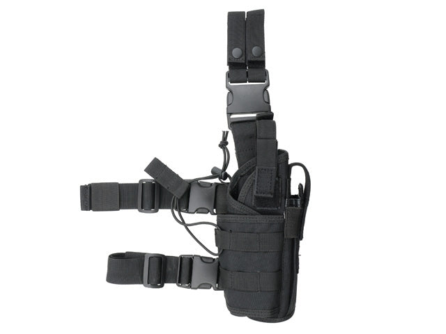 Deep Draw Wrap Leg Holster with Molle - Black