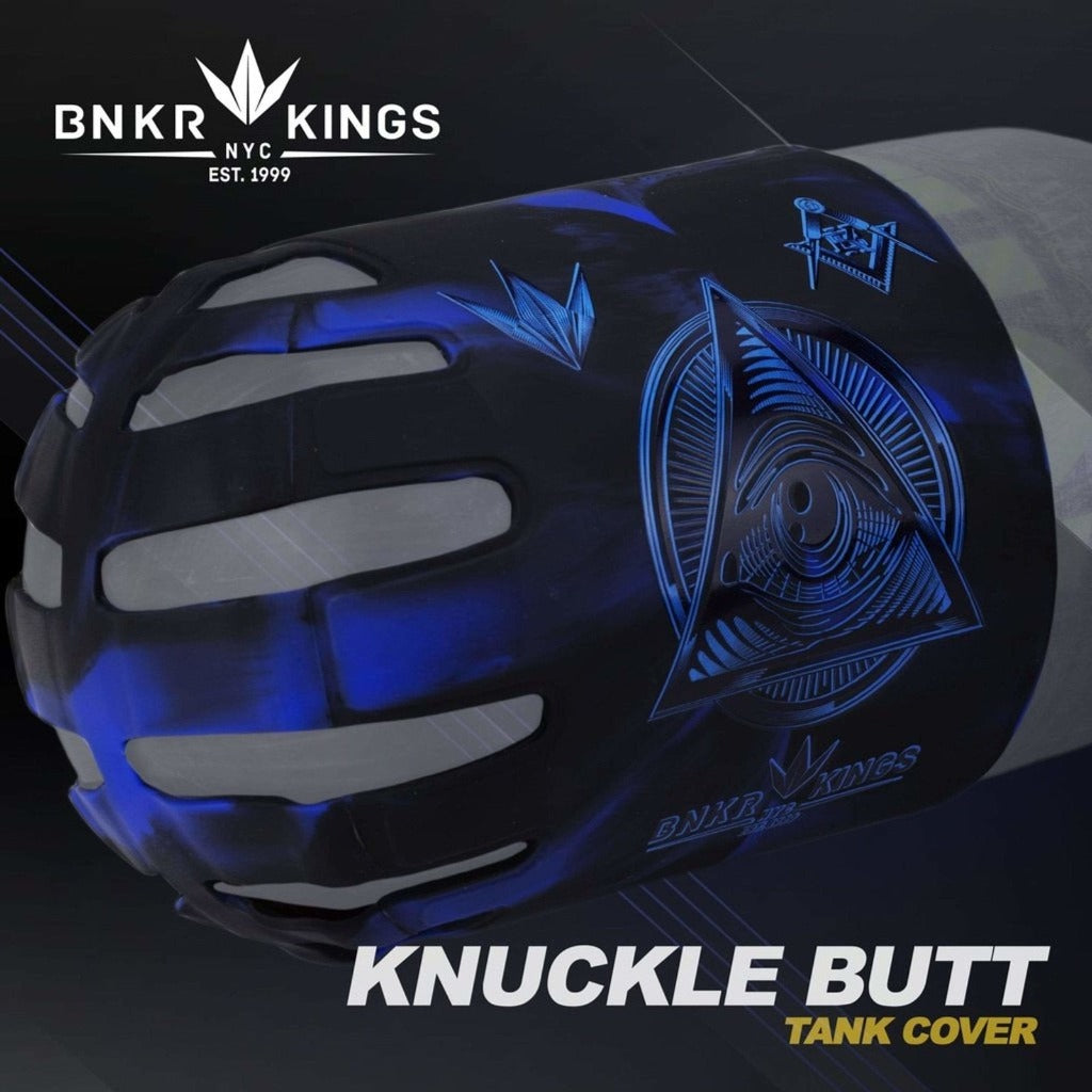 Bunkerkings - Knuckle Butt Tank Cover - CONSPIRACY - Blue - Paintball Buddy