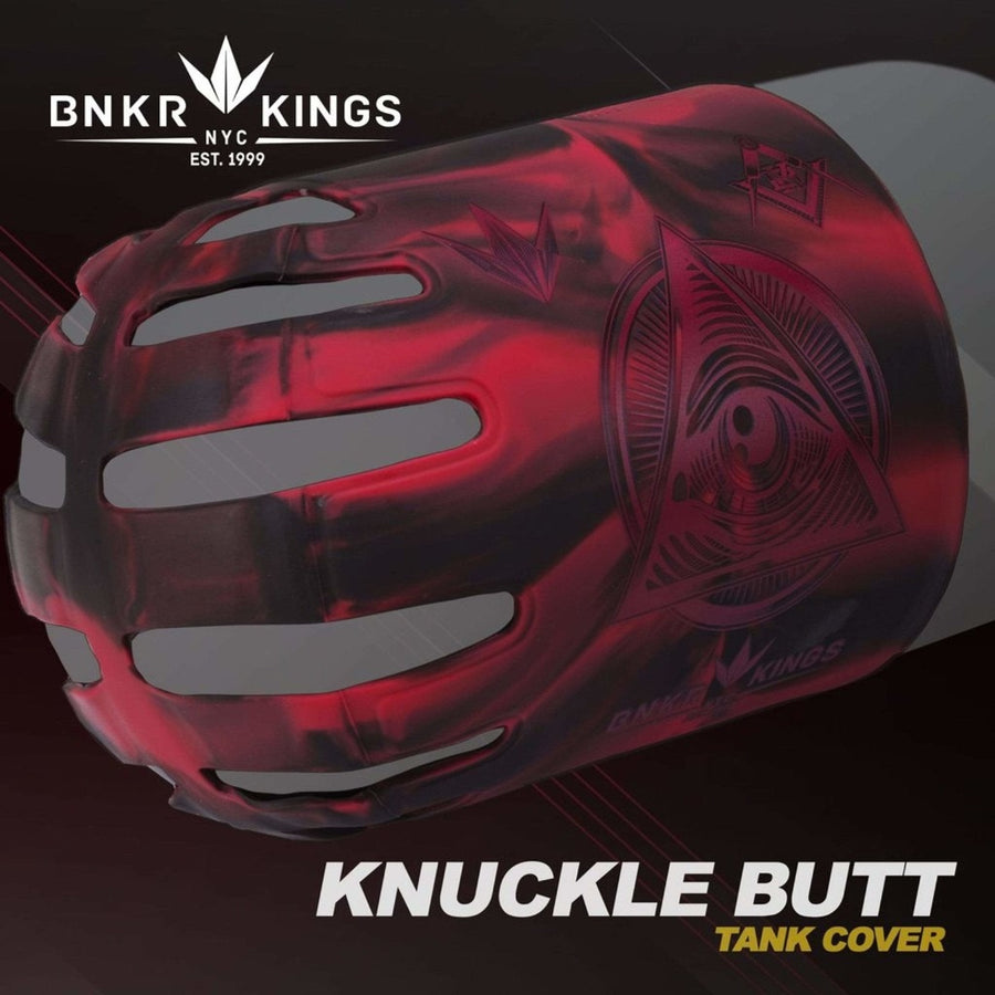 Bunkerkings - Knuckle Butt Tank Cover - CONSPIRACY - Red - Paintball Buddy