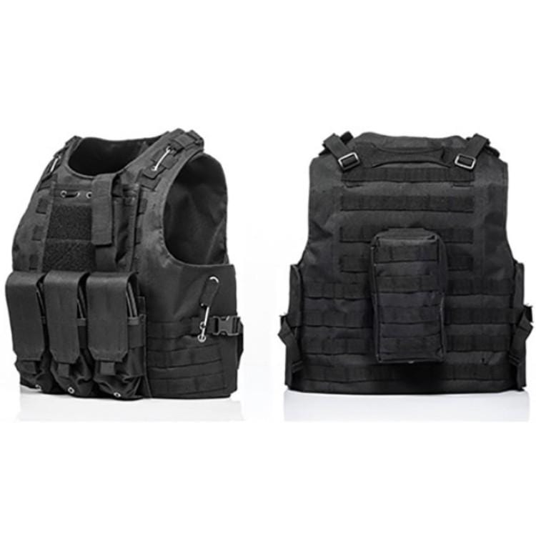 Delta Six Tactical Molle Weste mit Taschen - Schwarz - Paintball Buddy