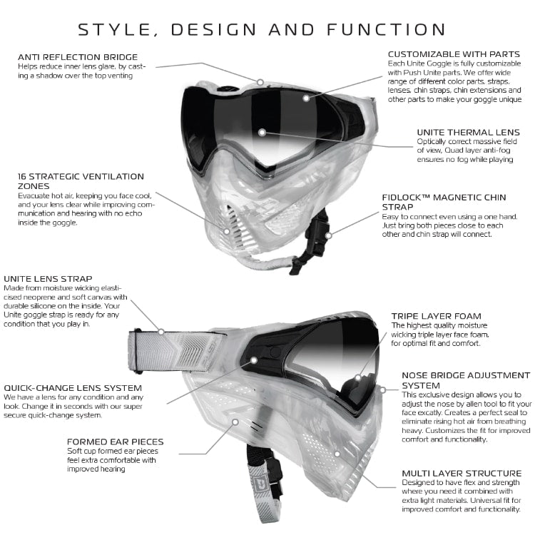 Push Unite VPR Series Paintball Maske - VPR Grau - Paintball Buddy