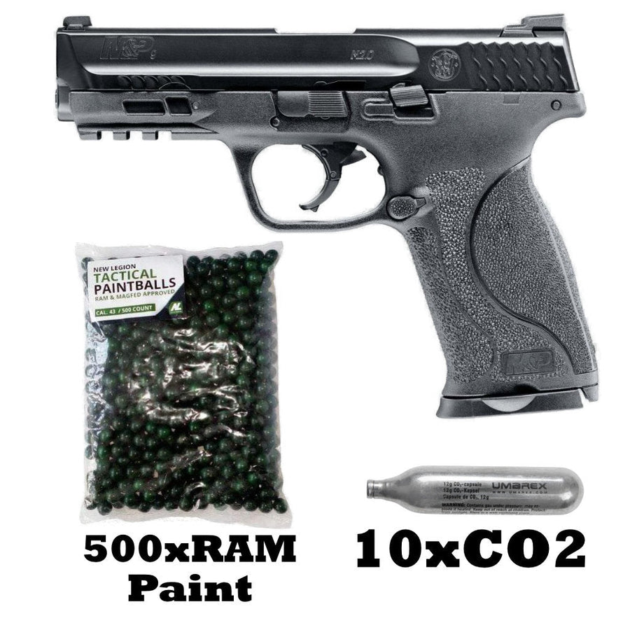Smith & Wesson M&P9 T4E Sparpaket inkl. 10x Co2 und 500 New Legion Paintballs - Paintball Buddy